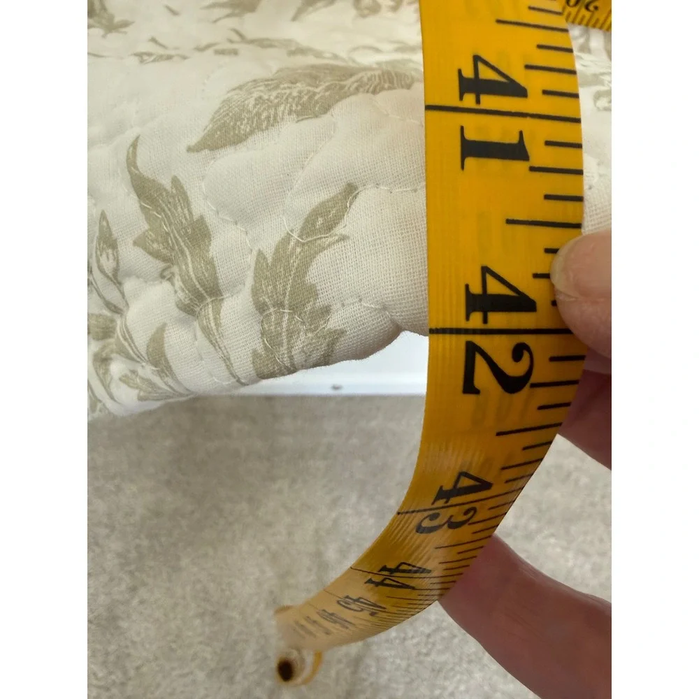 Laura Ashley Amberley King Pillow Sham Pair 2 Taupe Beige Floral Toile Quilted